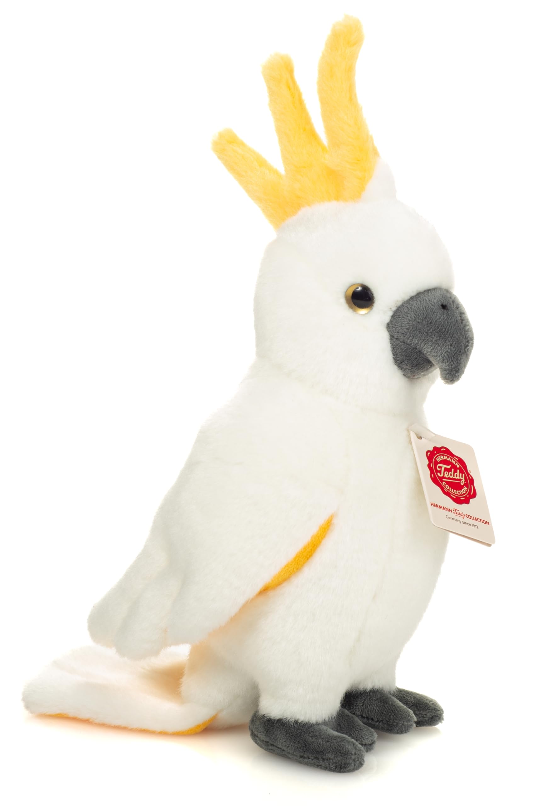 Teddy Hermann 94177 Cockatoo 23 cm, Cuddly Toy, Sustainable Plush Toy with Recycled Materials