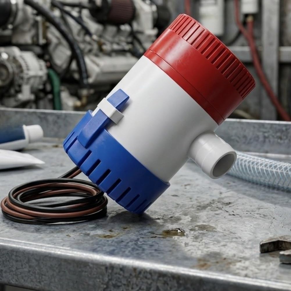 Pompa automatica per sentina 750GPH 12V connettore tubo (1100GPH) | Sensore automatico, per flusso di 750 GPH, motore 12 V DC, ideale per barche, drenaggio rapido