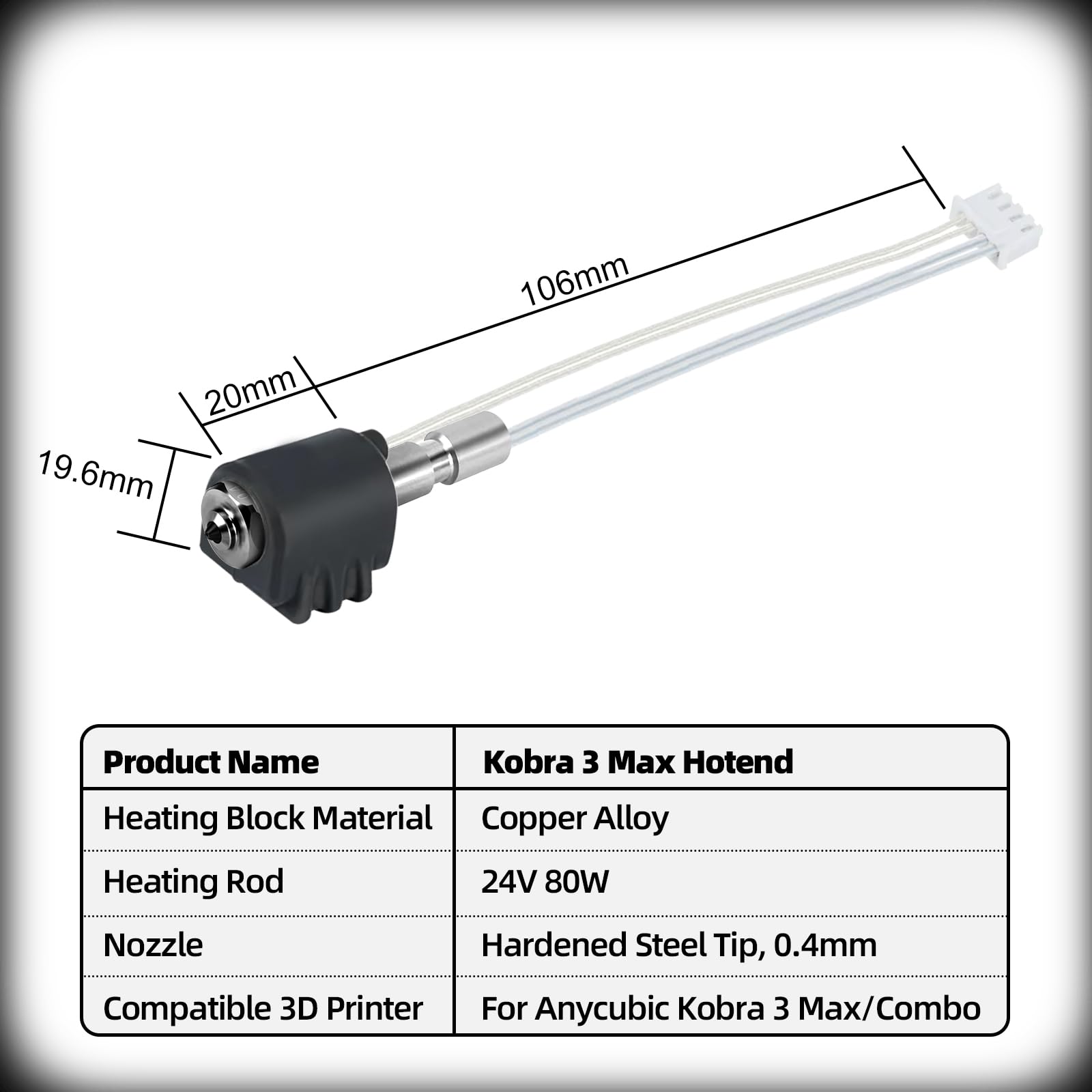 IdeaFormer 3 pezzi Kobra 3 Max Hotend Set Quick-Swap Integrated Extruder Hotend con ugello in acciaio temprato 0,4 mm 0,6 mm per Anycubic Kobra 3 Max/Combo