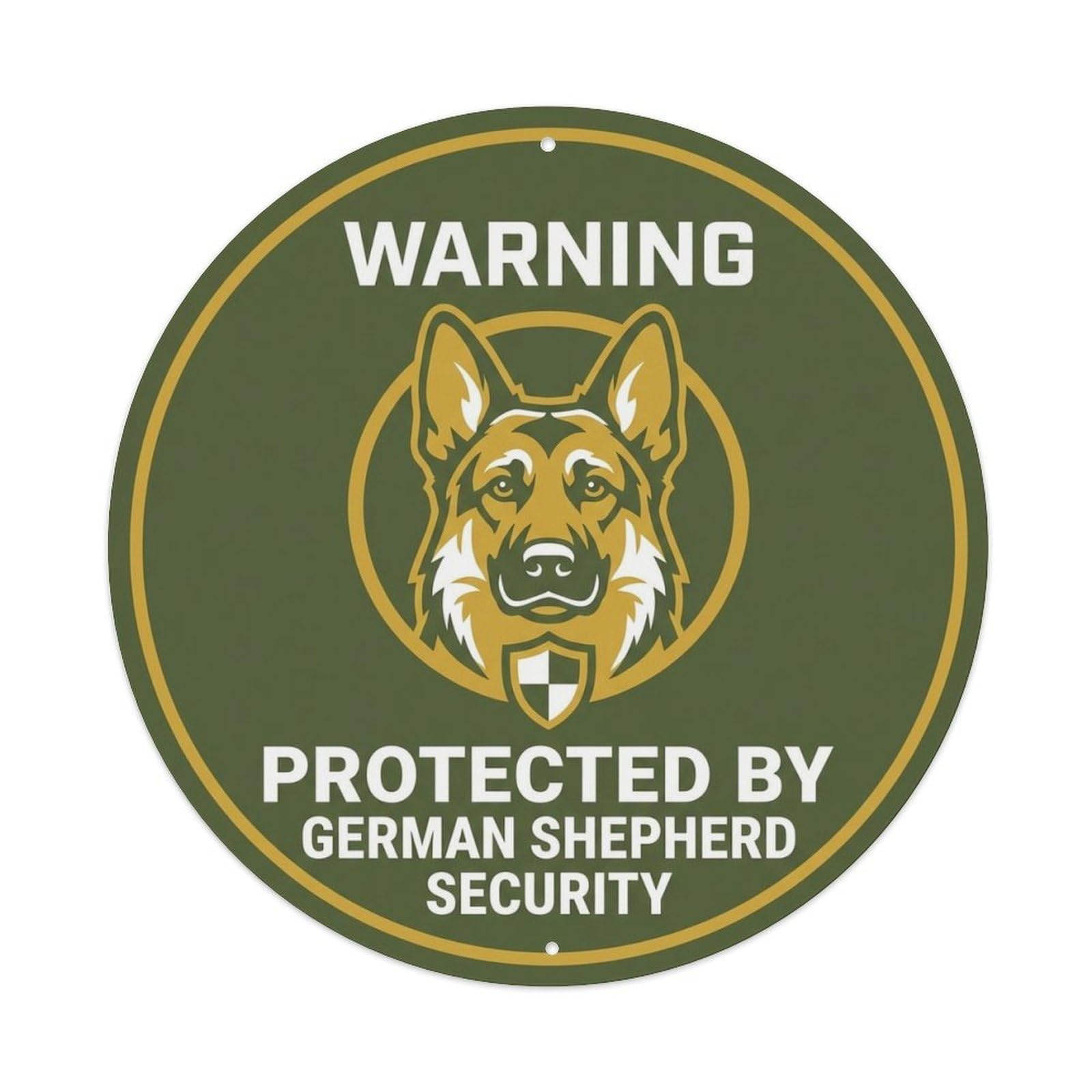 German Shepherd Security Warning Front Face Bold Metal Tin Sign