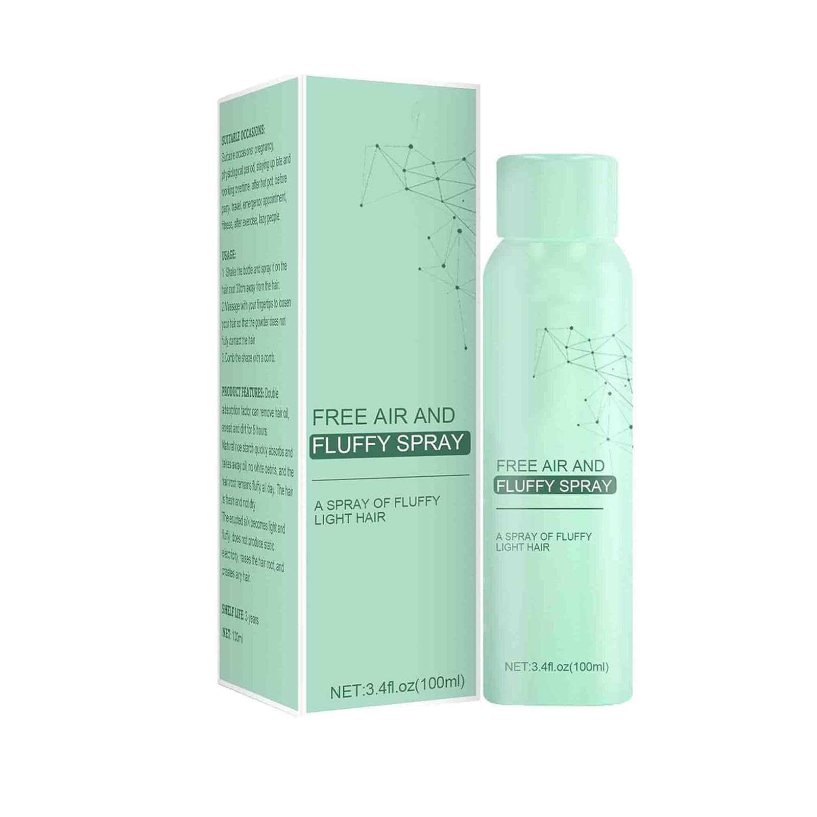 FDTY1pcs Fluffy Volumizing Hair Spray, 100ml Magical Dry Hair Spray-Free Air and Fluffy Spray, Quick Volume Hair Long Lasting Refreshing Spray