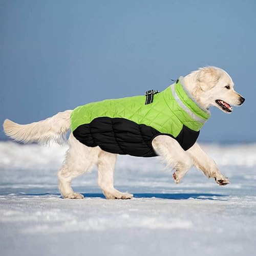 Miniatura 7 de Lelepet Abrigo cálido para perro, abrigo de invierno para perro, chaqueta impermeable para perros con arnés integrado reflectante para mascotas,