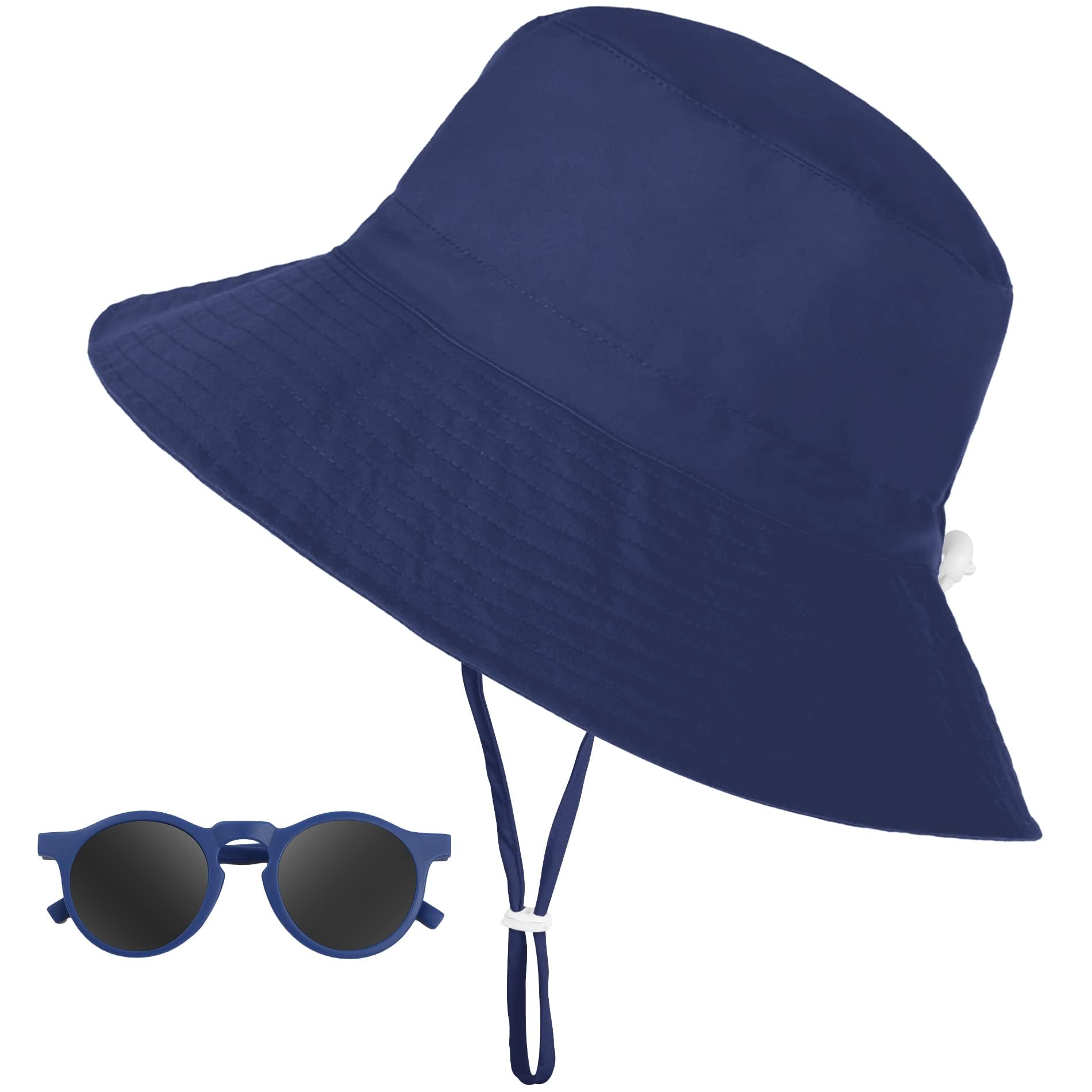 Shedoo Sonnenhut Kinder, UV-Schutz UPF 50+ Breiter Krempe Sonnenschutz Fischerhut Baby mit Sonnenbrille, Atmungsaktiv Bucket Hat mit Verstellbarem Kinnriemen, Strandhut für Mädchen - Rosa, 2-6 Jahre