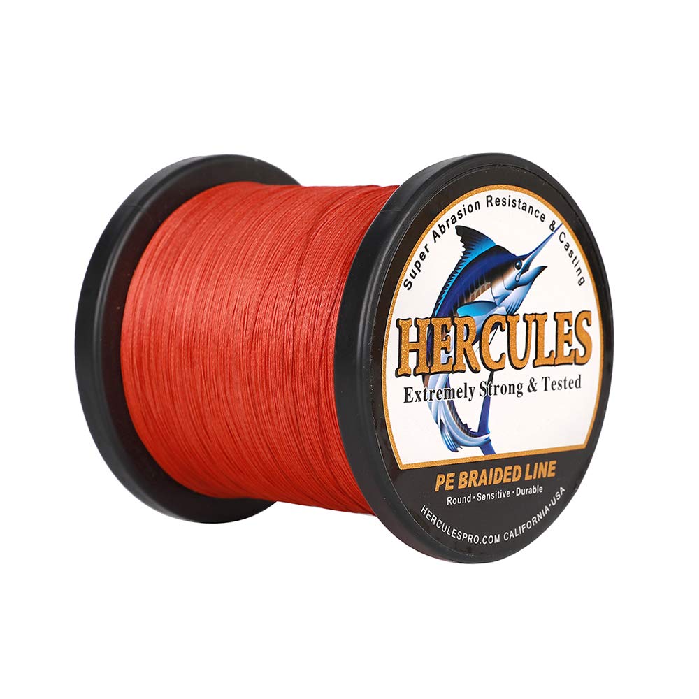 Hercules Super Strong 500M 547 Yards Braided Fishing Line 90 LB Test for Saltwater Freshwater PE Braid Fish Lines 4 Strands - Red, 90LB (40.8KG), 0.50MM โ image 1