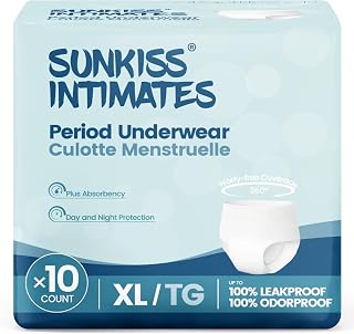 Disposable Period Underwear for Women with Heavy Flow, Low-Rise Unscented Postpartum Essentials, White, XLarge, 10 Count