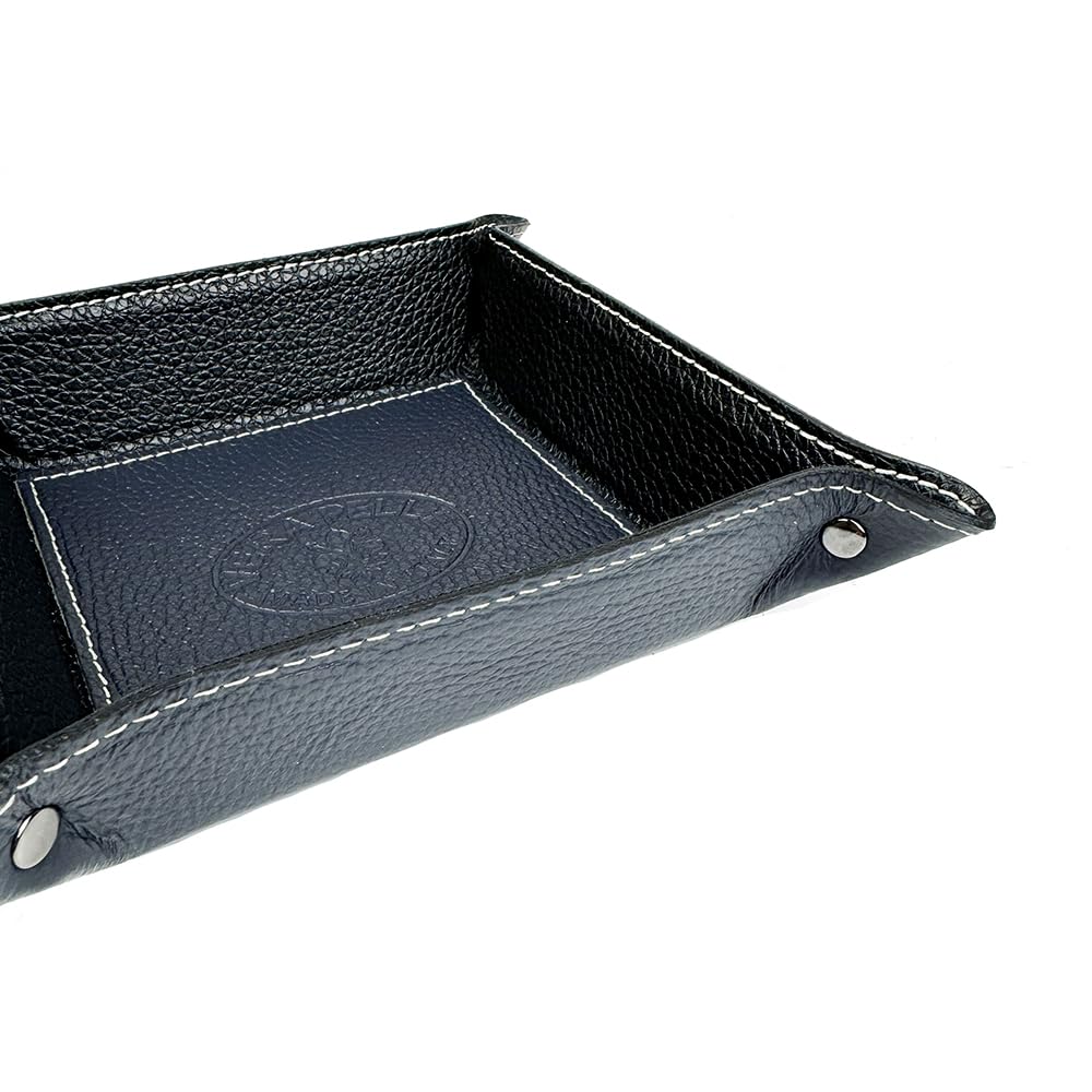 FrasiBags Bandeja Vaciabolsillos de Piel Made in Italy, Vaciabolsillos Recibidor para Llaves, Vacia Bolsillos de Cuero, Bandeja Porta Objetos Quadrada (Azul)