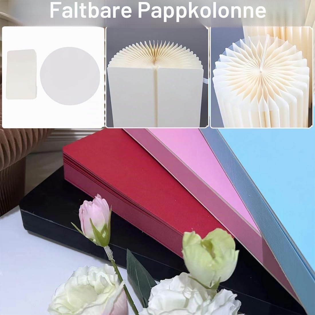 Zylinderständer für Party Papier Zylinder Ständer,Faltbare Zylinderförmige Blumenständer,runder Tischaufsatz Papiersäulen Säulen Display Hochzeit 20/40/60/80/100 cm hoch,1 Stück(Schwarz,H 100cm)