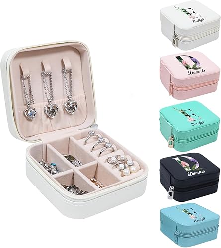 SLML Joyero personalizado Organizador de joyas personalizado con nombre personalizado para niñas, organizador de joyas de viaje personalizado