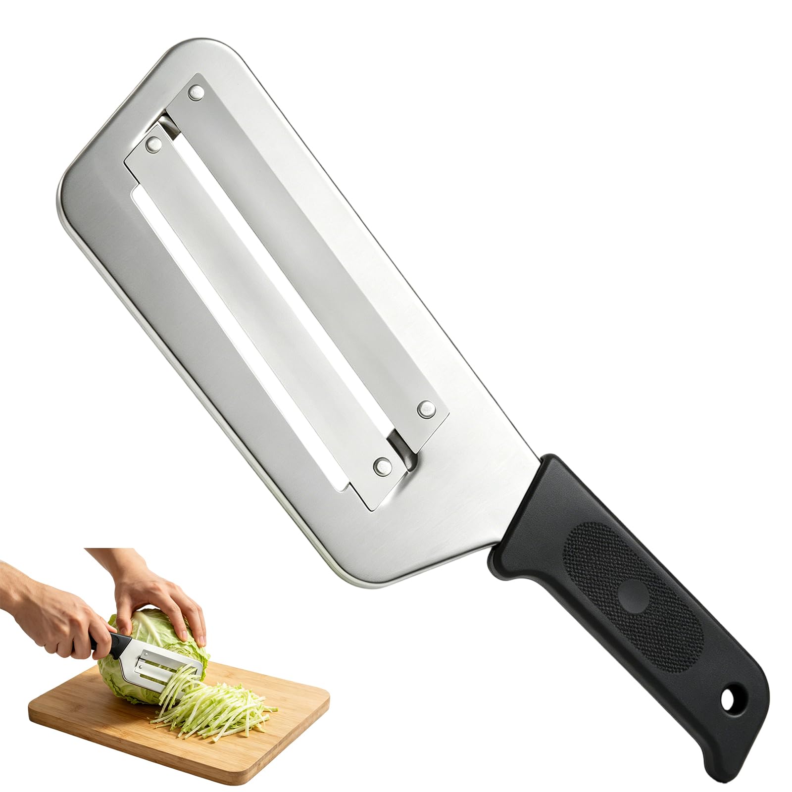 Photo 1 of Stainless Steel Cabbage Shredder, Commercial Grade Lettuce Slicer for Coleslaw, Wide Mouth Vegetable Chopper with Safety Guard,black
