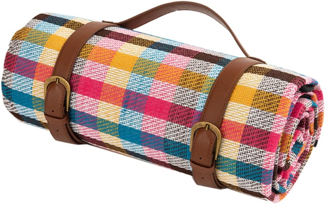 Leather Strap Picnic Mat Outdoor Camping Ground Mat 150x200cm Thick Waterproof Outdoor Cushion for Hiking Park Beach