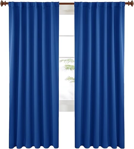 Miniatura 27 de Cortinas opacas con pestaña trasera y bolsillo para barra, cortinas opacas sólidas con aislamiento térmico para sala de estar, dormitorio (negro,