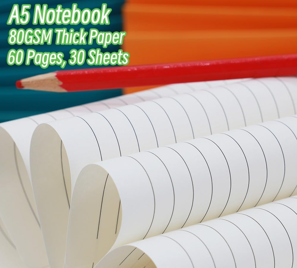 Packung mit Tagebüchern zum Schreiben, A5, Reisen, Notizbuch, Großpackung – 12 Stück mit 60 linierten Seiten, 30 Blatt und geprägtem Einband mit floralem Glücksmuster (14 x 21 cm)