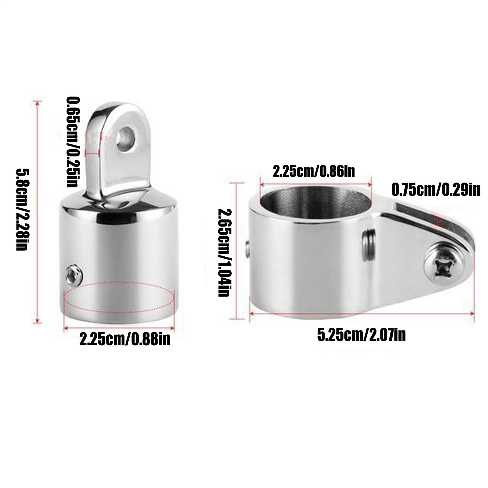 Hardware per tettuccio marino – Ghiera girevole | Set di 2 pezzi di fissaggio in acciaio inox per montaggio a scomparsa, aste di supporto per tubi tondi, e guide laterali