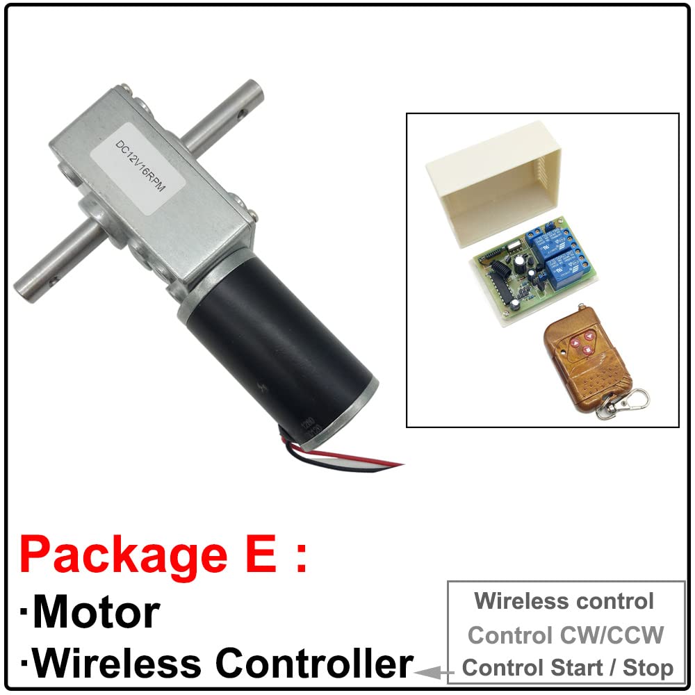 Doppelwellen-Schneckengetriebemotor mit hohem Drehmoment, 24 V, 12 Volt, 5–470 U/min, selbsthemmend, einstellbare Geschwindigkeit, umgekehrt, for automatische Wäscheständer (Size : 12v 40rpm 32kg.cm