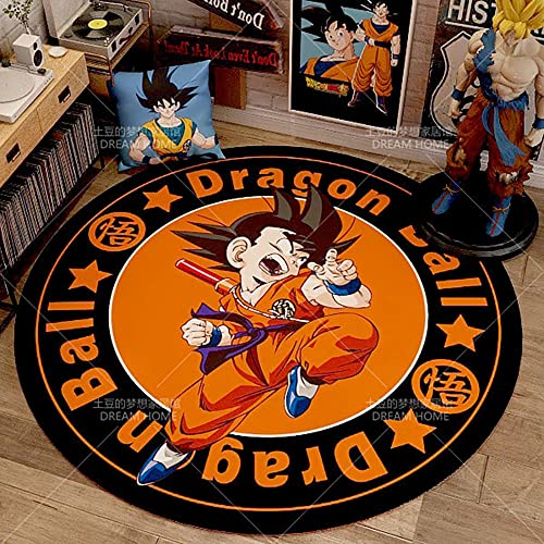 HoodieBBQ Tapis Anime Dragon Ball Z Goku Tapis 3D Forme Ronde Salon Chambre Carpettes Antidérapant Tapis De Yoga/Chambre De Bébé Anime Enfants Diameter 80CM Cover