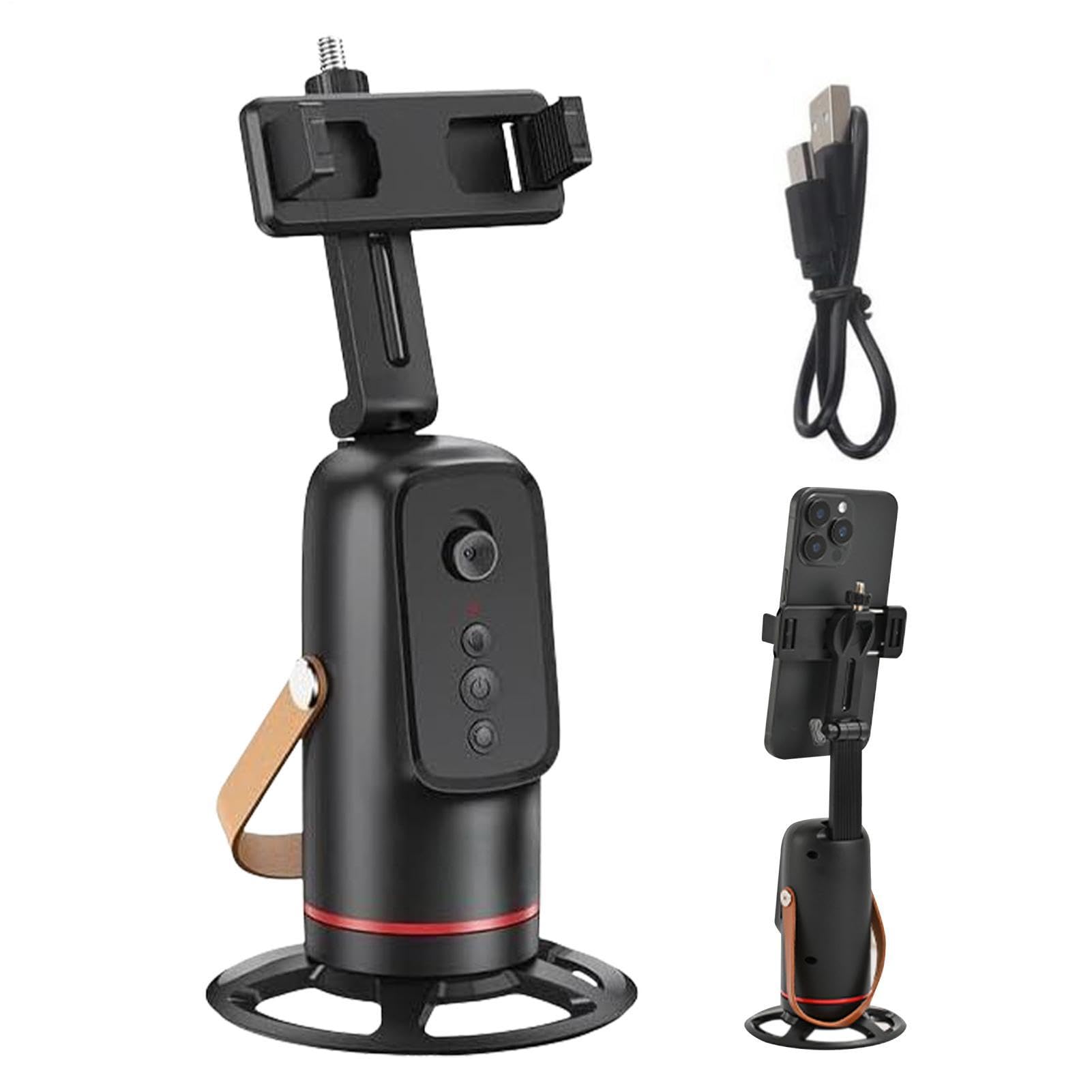 Treppiede con monitoraggio facciale automatico, supporto girevole a 360 gradi | Supporto per cellulare con sensore di movimento intelligente per streaming, vlogging, selfie, videochiamate e Creadore