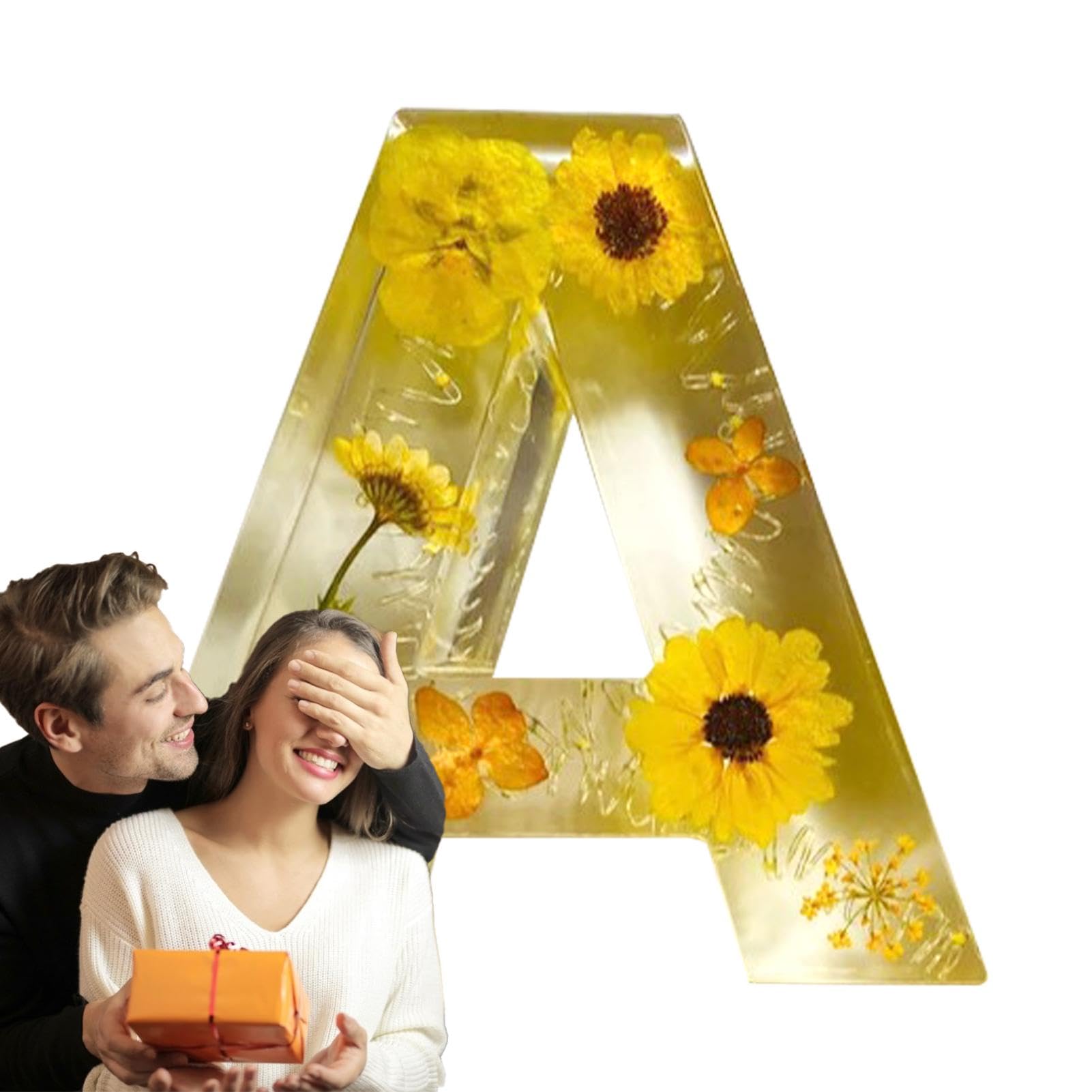Floral Resin Night Light,Floral Resin Nightlight - Pressed Flower Resin Letters, Floral Resin Nightlight, Handmade Letter Lamps Unique Resin Craft