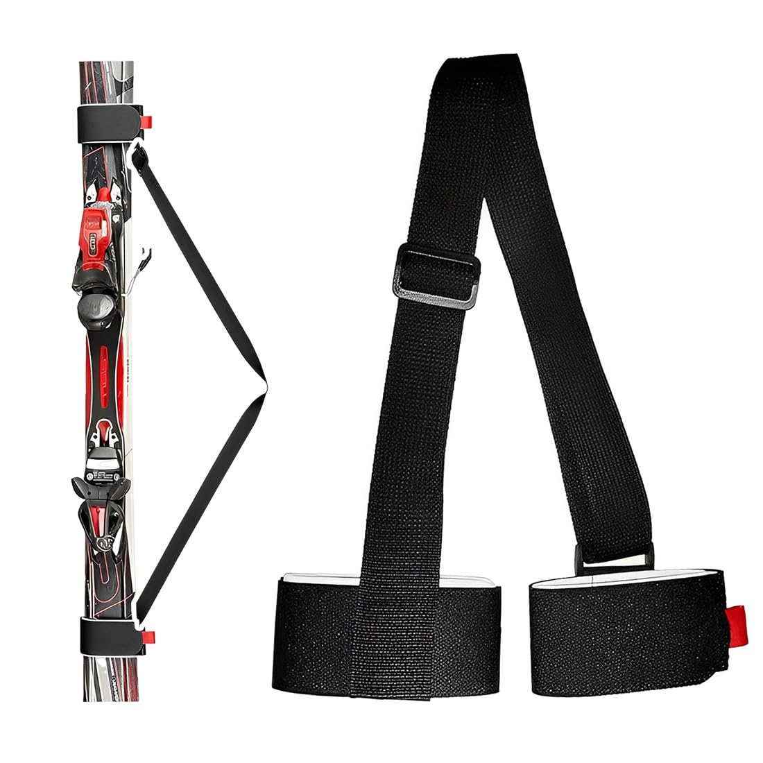 1 Pezzo Adjustable Ski Strap Nylon Polyester For Snowboarding Ski Holders Porta Sci Accessori Sci Ski Straps For Snowboarding Transport (Nero)