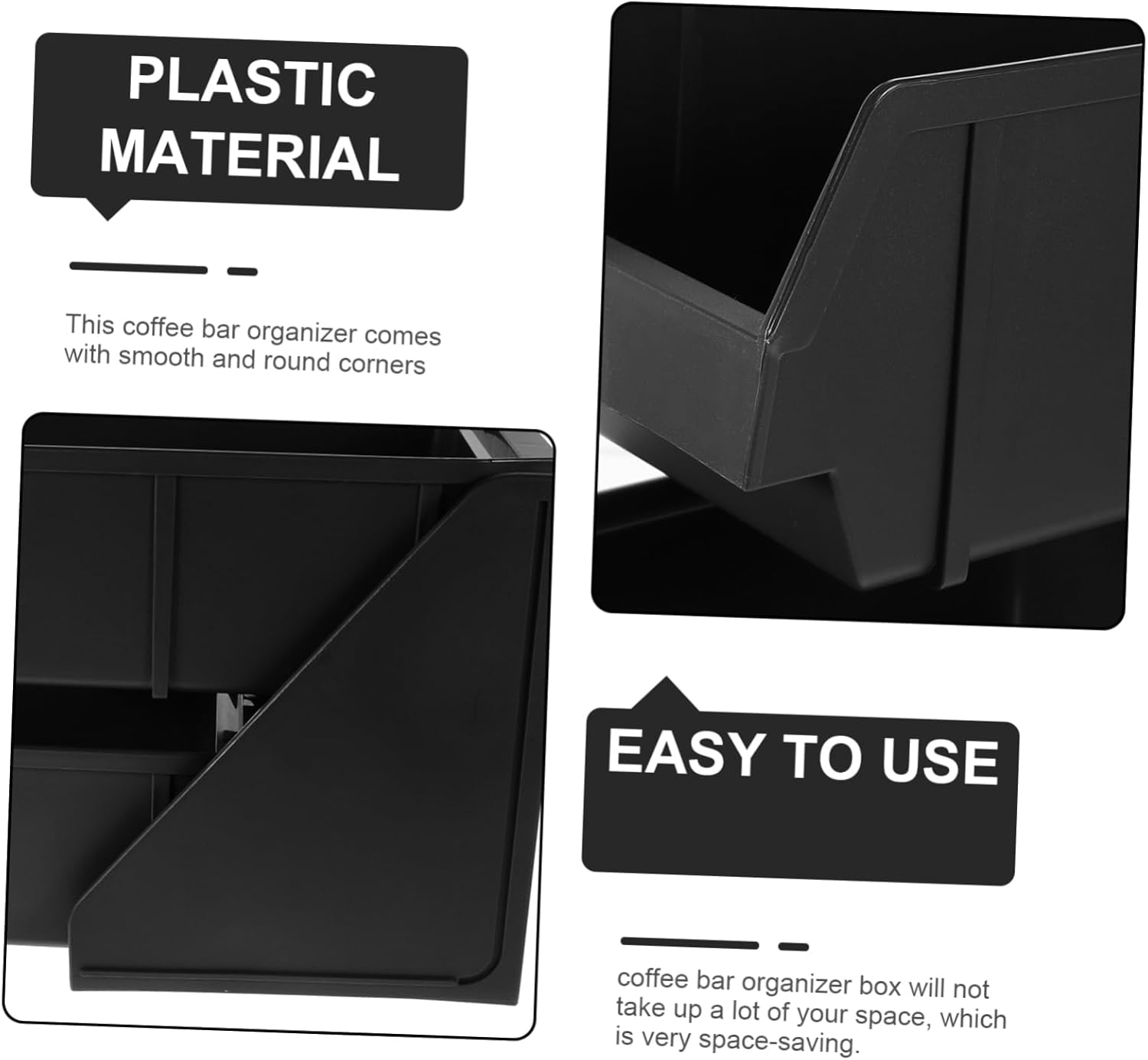 Multi-Functional Coffee Station Organizer Straws Holder Plastic Condiment Storage Box Countertop Accessory for Coffee Bar Tea and Sugar Packets for Cafes and Home Use