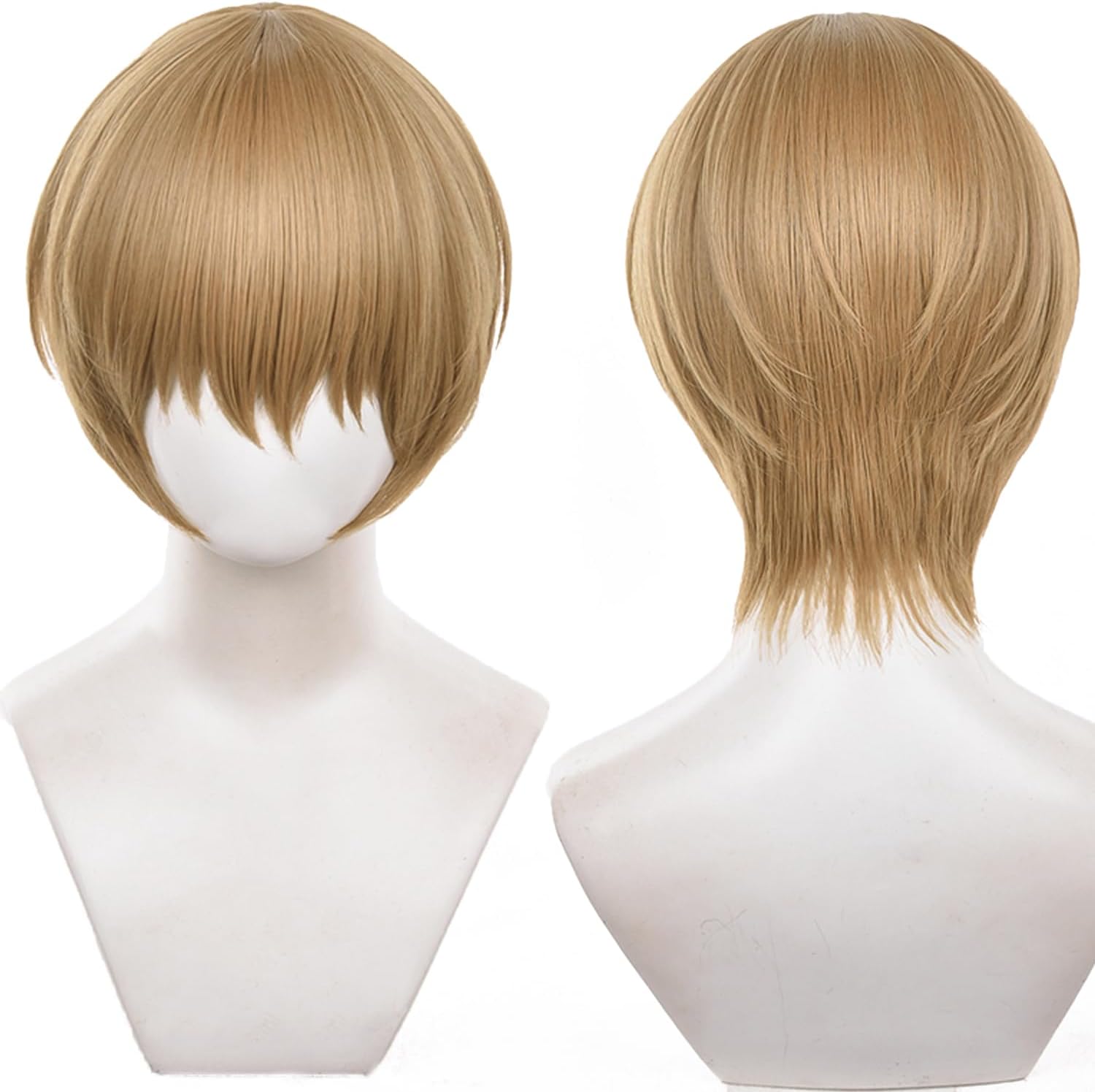 Gold Cosplay Wig Wigs Short Hair Straight Hair with Bangs for Man Anime Cos Perfect for Halloween Party