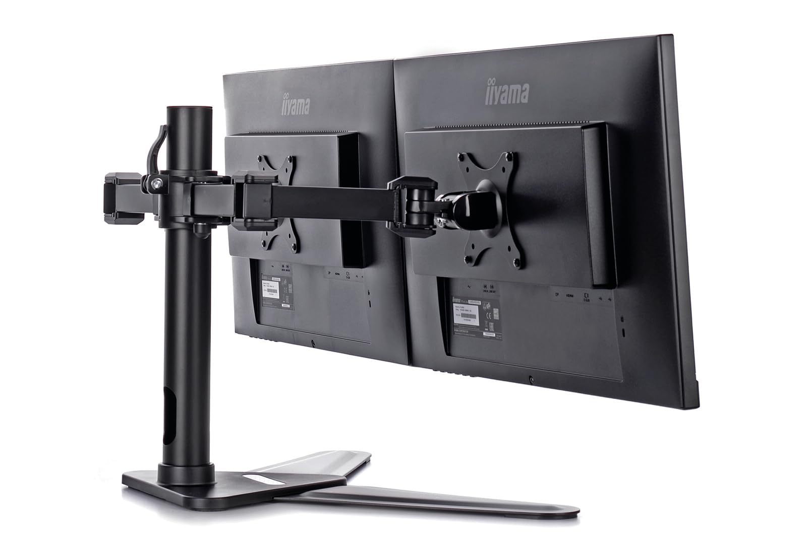 iiyama DS1002D-B1 Staffa per Doppio Monitor con Piastra d'Appoggio, per Monitor Fino a 30 Pollici, Fino a 10kg x Monitor, Nero
