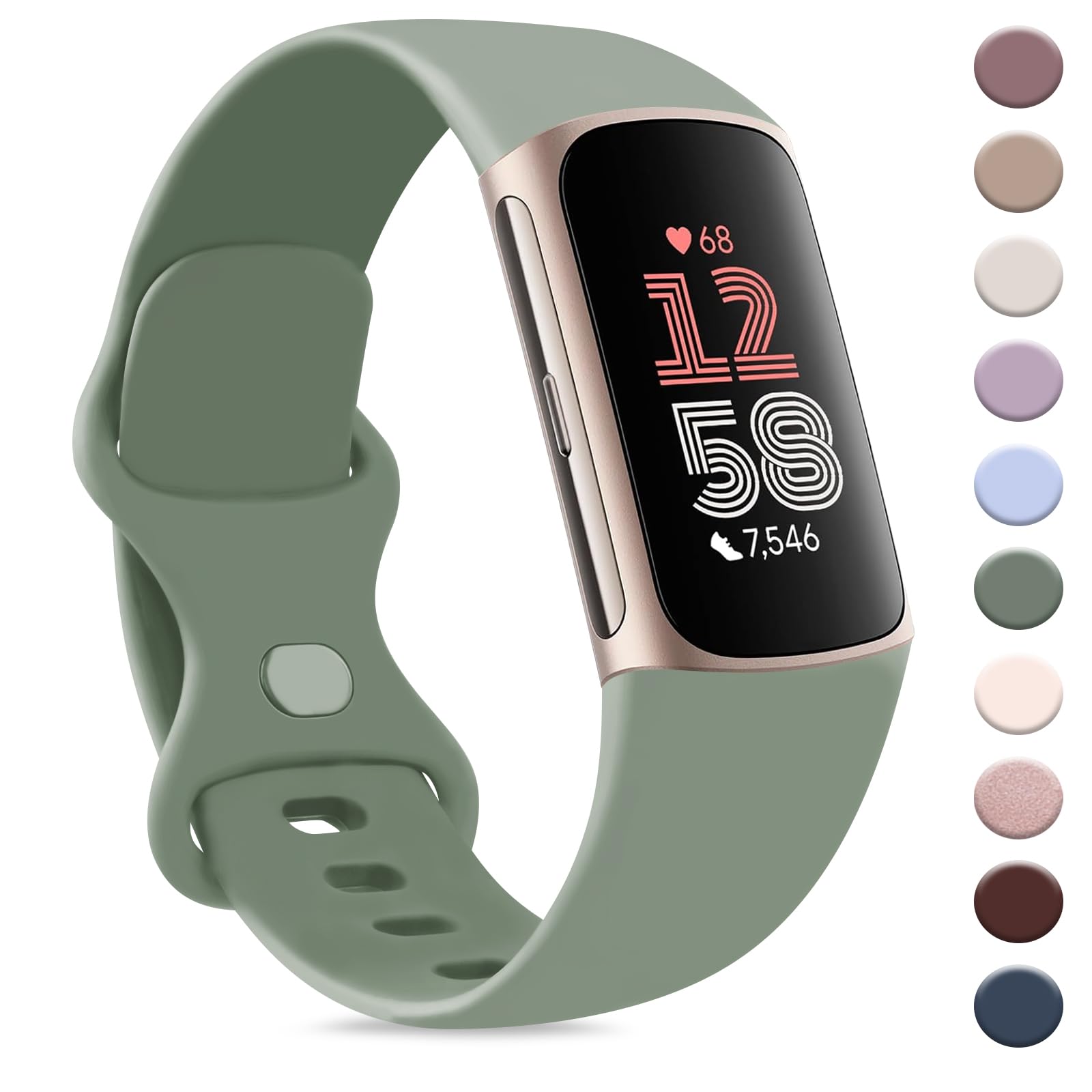 AK Sport Band Compatible with Fitbit Charge 6 Bands / Fitbit Charge 5 Bands Women Men, Classic Soft Replacement Straps Wristbands for Fitbit Charge 6 / 5 Advanced Fitness & Health Tracker (Avocado