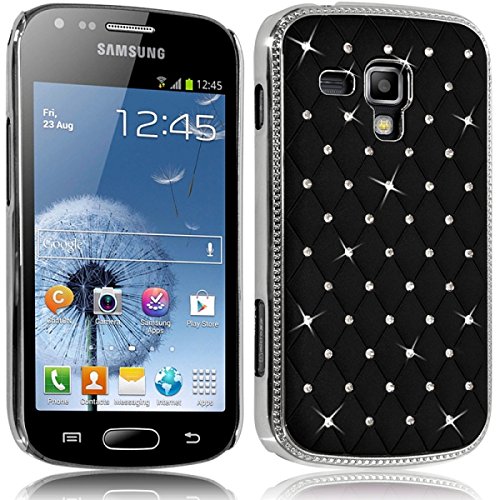 Seluxion - Housse Etui Coque Rigide Style Diamant Couleur Noir pour Samsung Galaxy Trend + Film de Protection