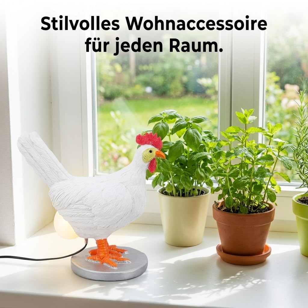 Ejoyous Lampe de Table Décorative Poule Pondeuse, LED en Résine, Veilleuse Drôle pour Salon et Chambre