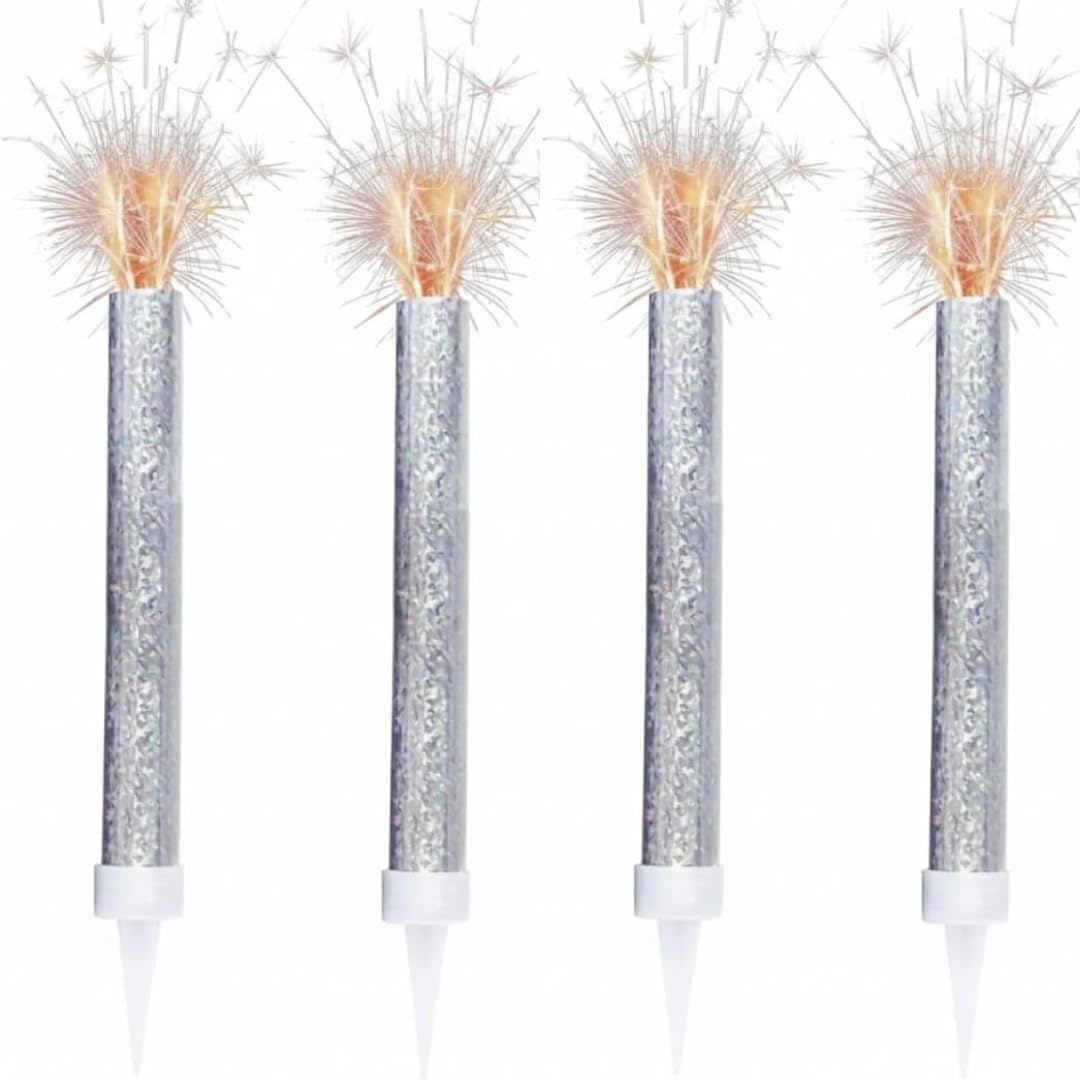 Ice Fountain Cake Sparkler Candles Birthday Cake Topper Firework Candles 15cm Indoor Sparkler Wedding Anniversary Party Decoration Colourful Cake Candles (Pink, 4 PCS) — view 10