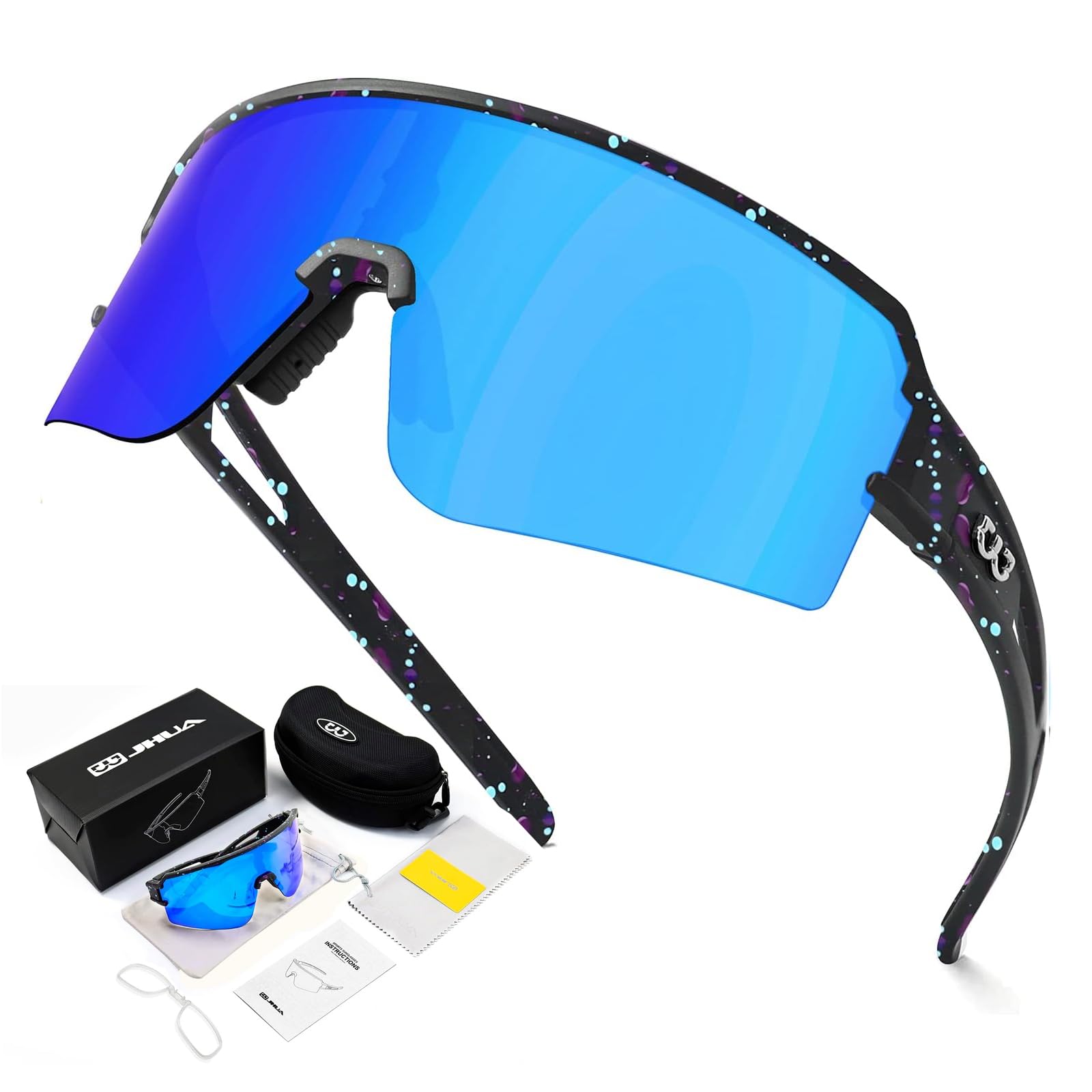 SPOSUNE Polarisierte Fahrradbrille für Männer und Frauen, UV400-Schutz, Sport-Sonnenbrille für Baseball, Laufen, Angeln, Reiten