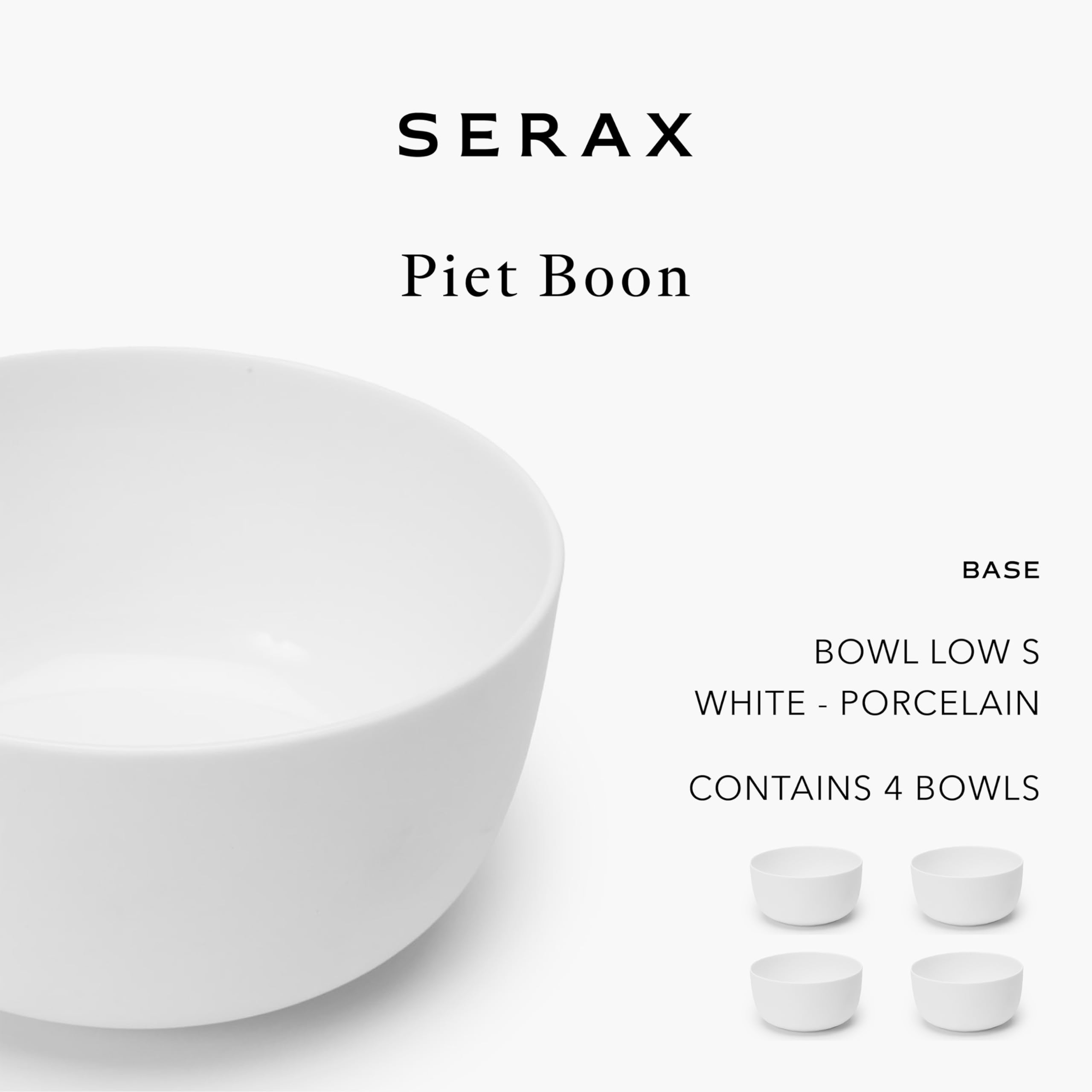 Serax Piet Boon Kleine Weiße Futternäpfe Set mit 4 Stück | Porzellan Untergeschirr Mikrowellengeeignet Geschirr-Set für Nudeln, Frühstücksmüsli, Suppe, Salat