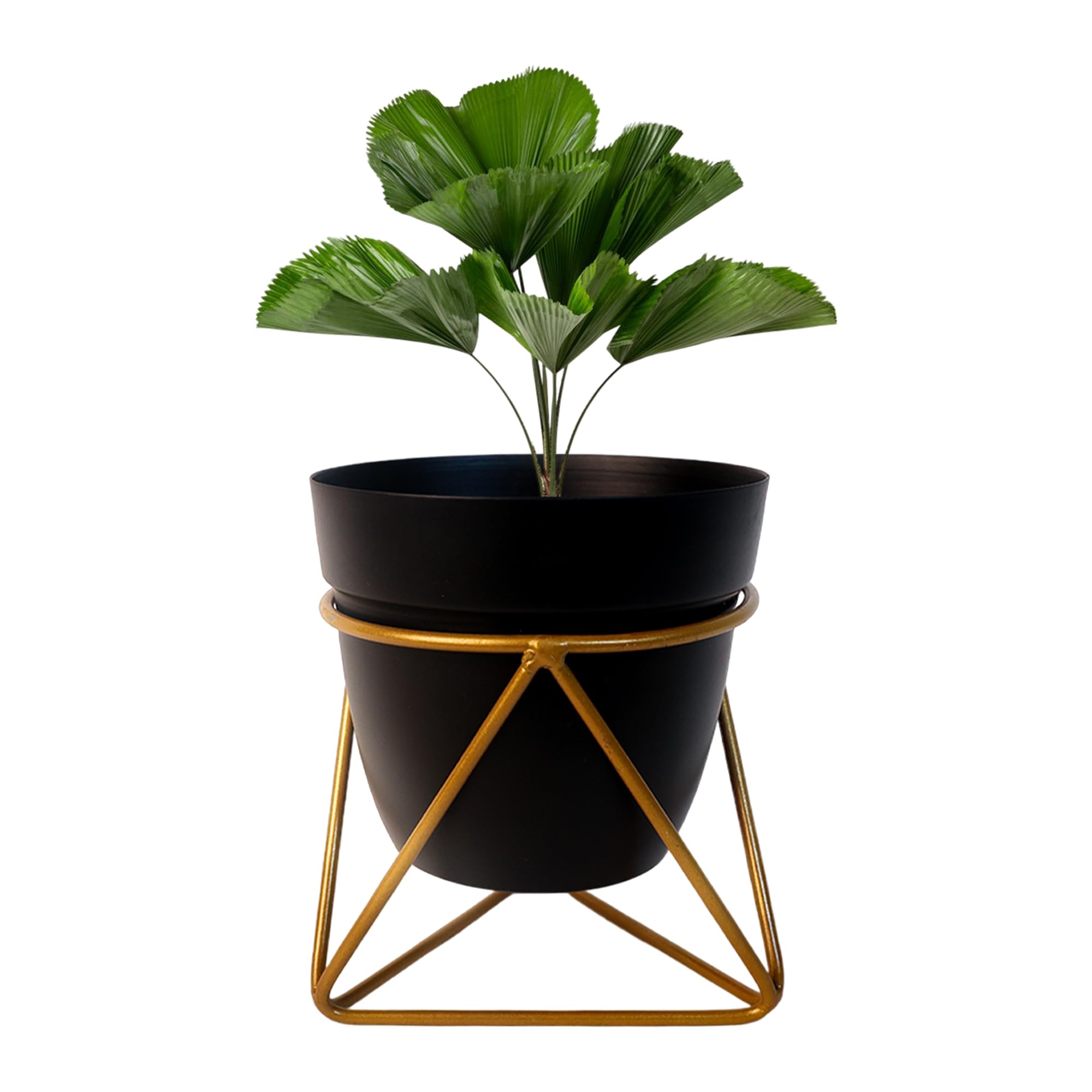 Metal Flower Vase Planter - Red & Iron Stand -7