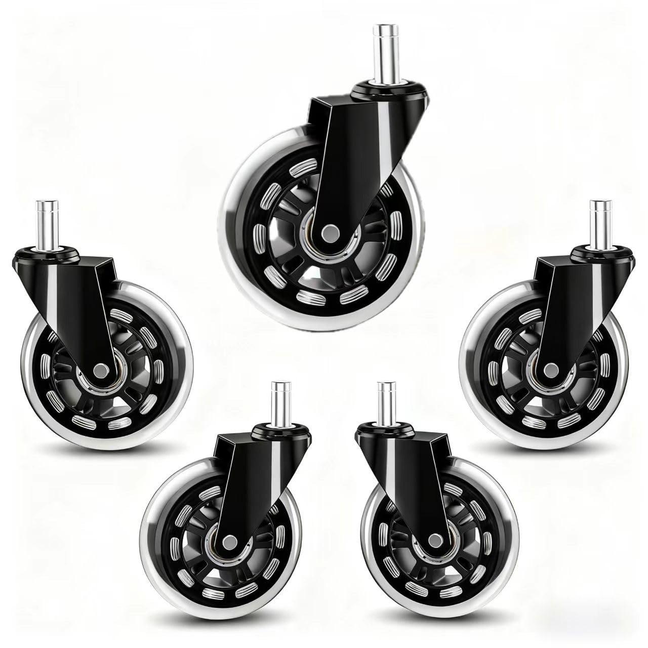 Wheels for Office Salon Chair Replacement Universal Fit 3 Inch Casters Heavy-Duty, Fits 98% Chair for All Floor (5)