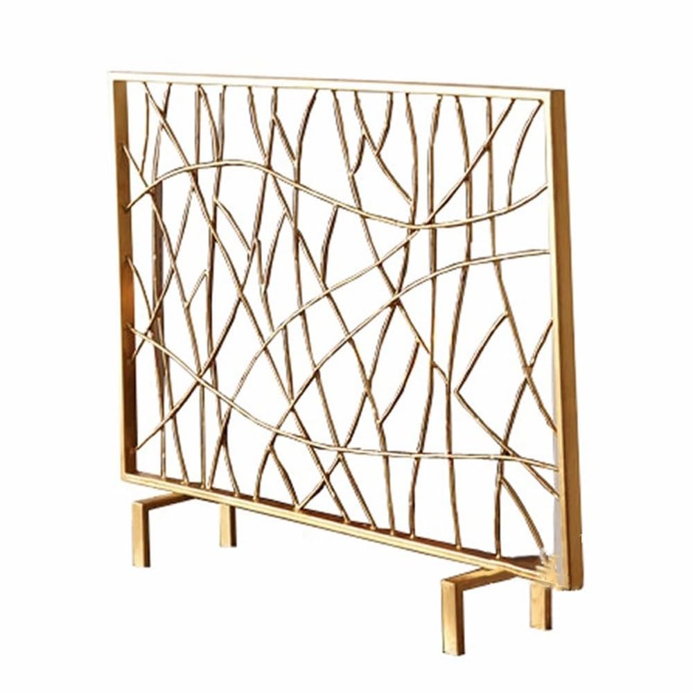 fireplace cover Golden Home Fireplace Fireproof Cover Guardrail with Mesh Metal Vertical Screen Partition