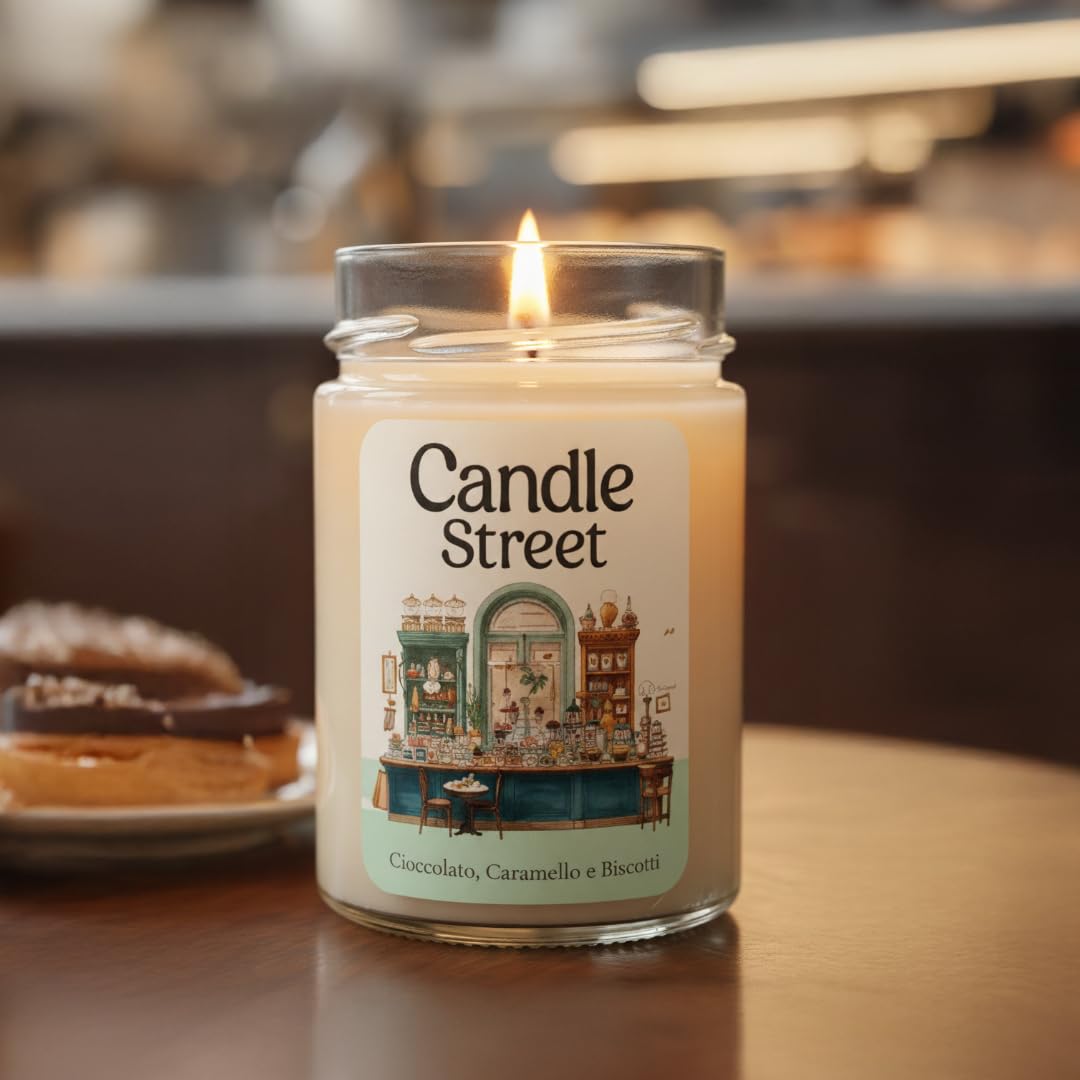 3 x 2 Candle Street – Set mit 3 mittelgroßen Duftkerzen 185 g | Lange Brenndauer 40 Stunden | Patchouli-Sandelholz Bernstein, Oud Moschus Kiefer, Schokolade Karamell Kekse | Geschenkidee für Zuhause