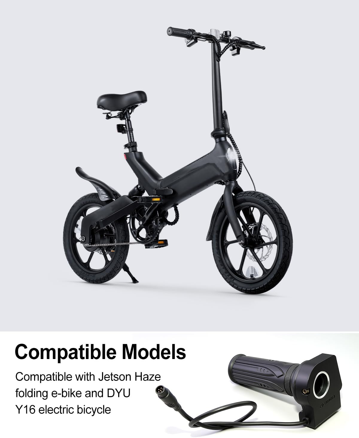 48V Throttle Display Accelerator Compatible with Jetson Haze Folding E-Bike and DYU Y16 Electric Bicycle