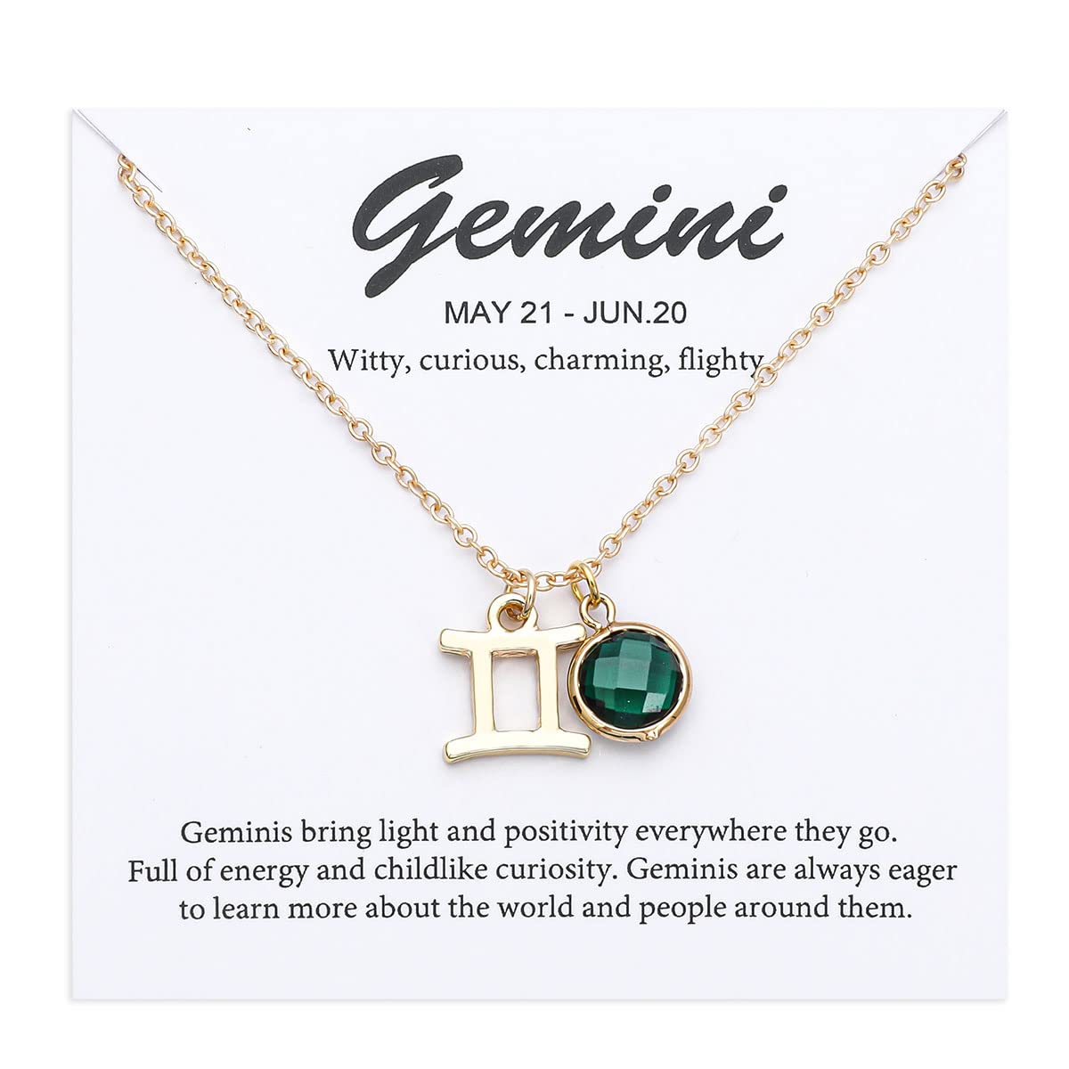14k Gold Plated Zodiac Birthstone Crystal Pendant Necklace, Horoscope Sign Charm Necklace for Women Birthday Gift