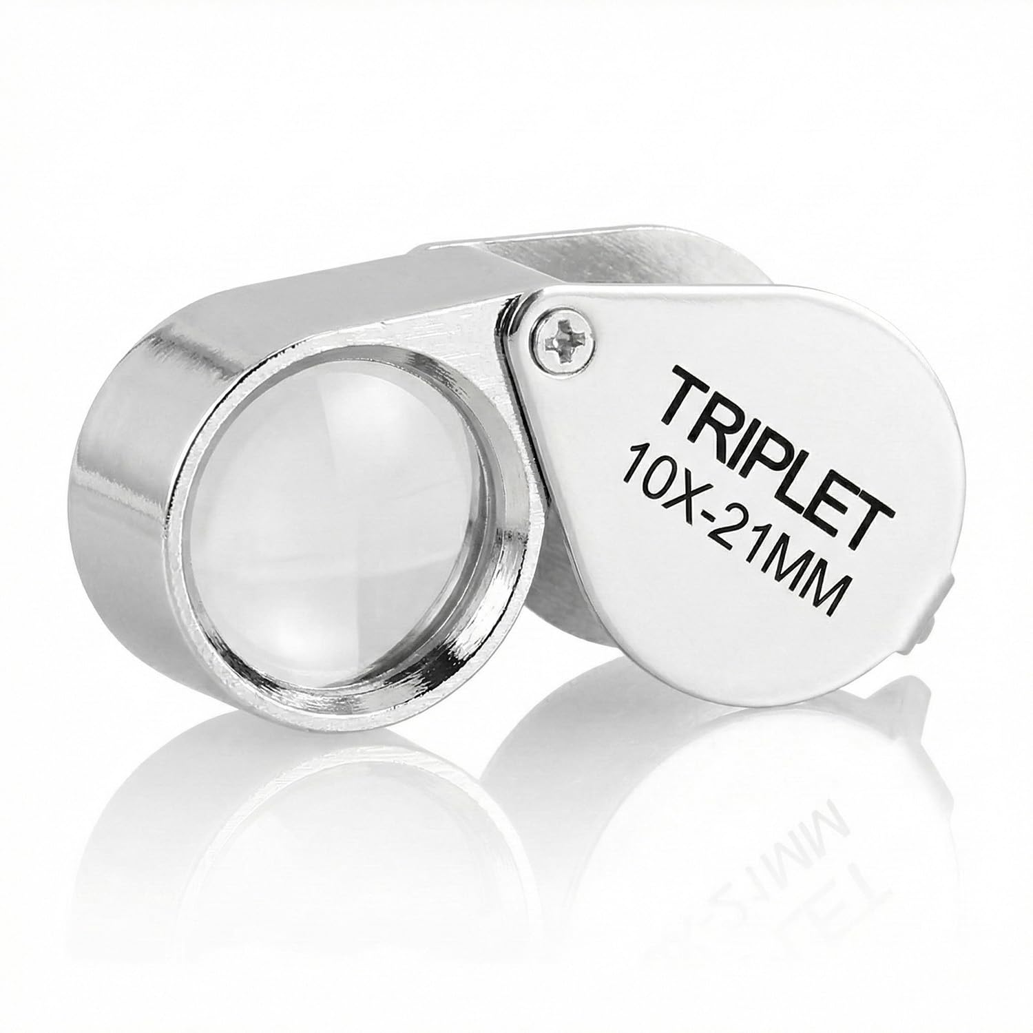 Hopzab Silver Jewellery Magnifying Glass Pocket Metal Jewellery Loupe Folding Handheld Magnifier For Reading Coins Diamonds Jeweller Stamps Insects Rocks Gems (10X)