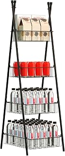 ETELI Water Bottle Organizer Storage 4 Tier Metal Drink Beverage Organizer Free Standing Triangular Water Bottle Rack Stand Holder Shelf for Kitchen Pantry, Black
