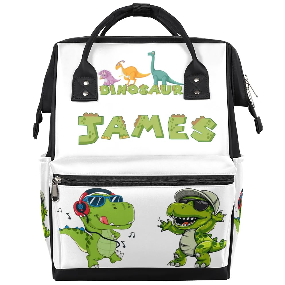 Image of Dinosaur Diaper Bag Personalized Diaper Backpack for Baby Boys Large Nappy Backpack for Mom Waterproof Mommy Bags 11x7x15.7 Baby Diaper Backpack for Dad Mom Gifts