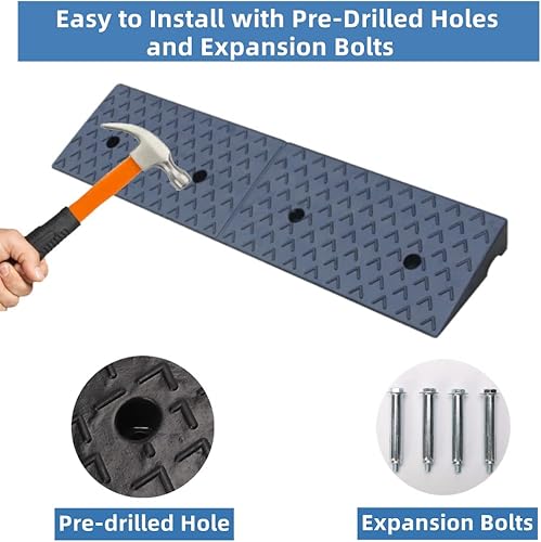 Miniatura 4 de Nisorpa Rampa de Bordillo de Goma de 2" de Elevación, Rampa de Umbral de Servicio Pesado, Rampas de Conducción de 10 Toneladas para Cargar Autos