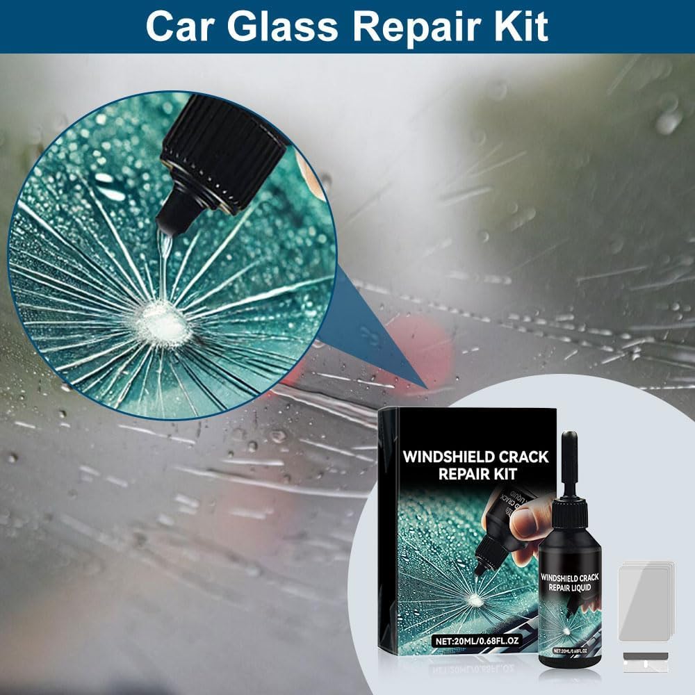 Kit de reparación de grietas de parabrisas, líquido de reparación de vidrio para grietas, kit de reparación de parabrisas para astillas y grietas, kit de reparación de vidrio para parabrisas de coche