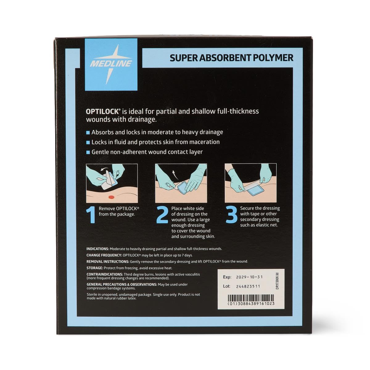 Medline OptiLock Non-Adhesive Super Absorbent Wound Dressings, 3" x 3"  (Pack of 10) : Amazon.ae: Industrial & Scientific