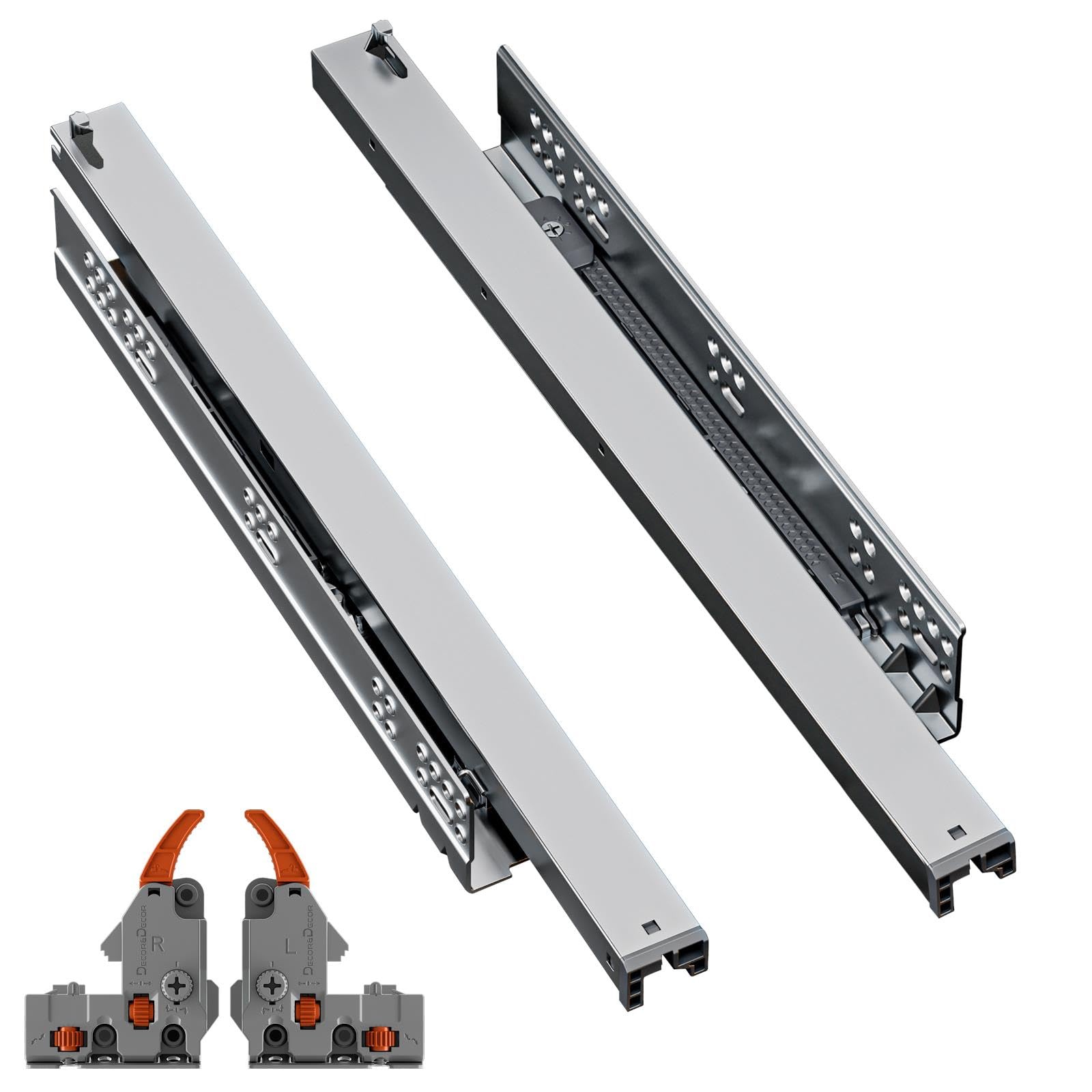 Decoranddecor 300mm Push to Open Undermount Drawer Runners, Full Extension