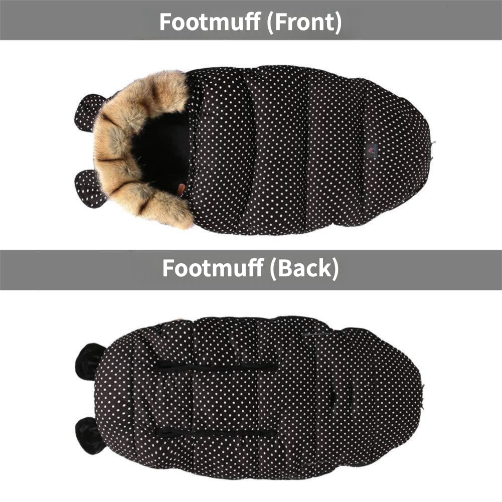 Gorger Chancelière Universelle pour Poussette, Doublure Polaire, Déperlante et Coupe-Vent, Col Fausse Fourrure Amovible, Compatible Harnais 3/5 Points