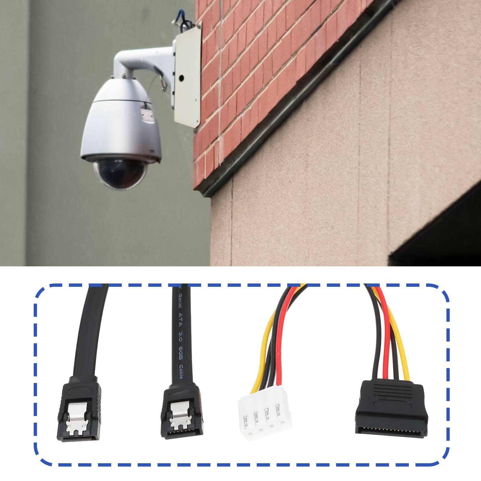 4-pinowy kabel zasilający HDD z kablem danych SATA 3.0 kompatybilny z Hikvision kompatybilny z systemami HiLook NVR