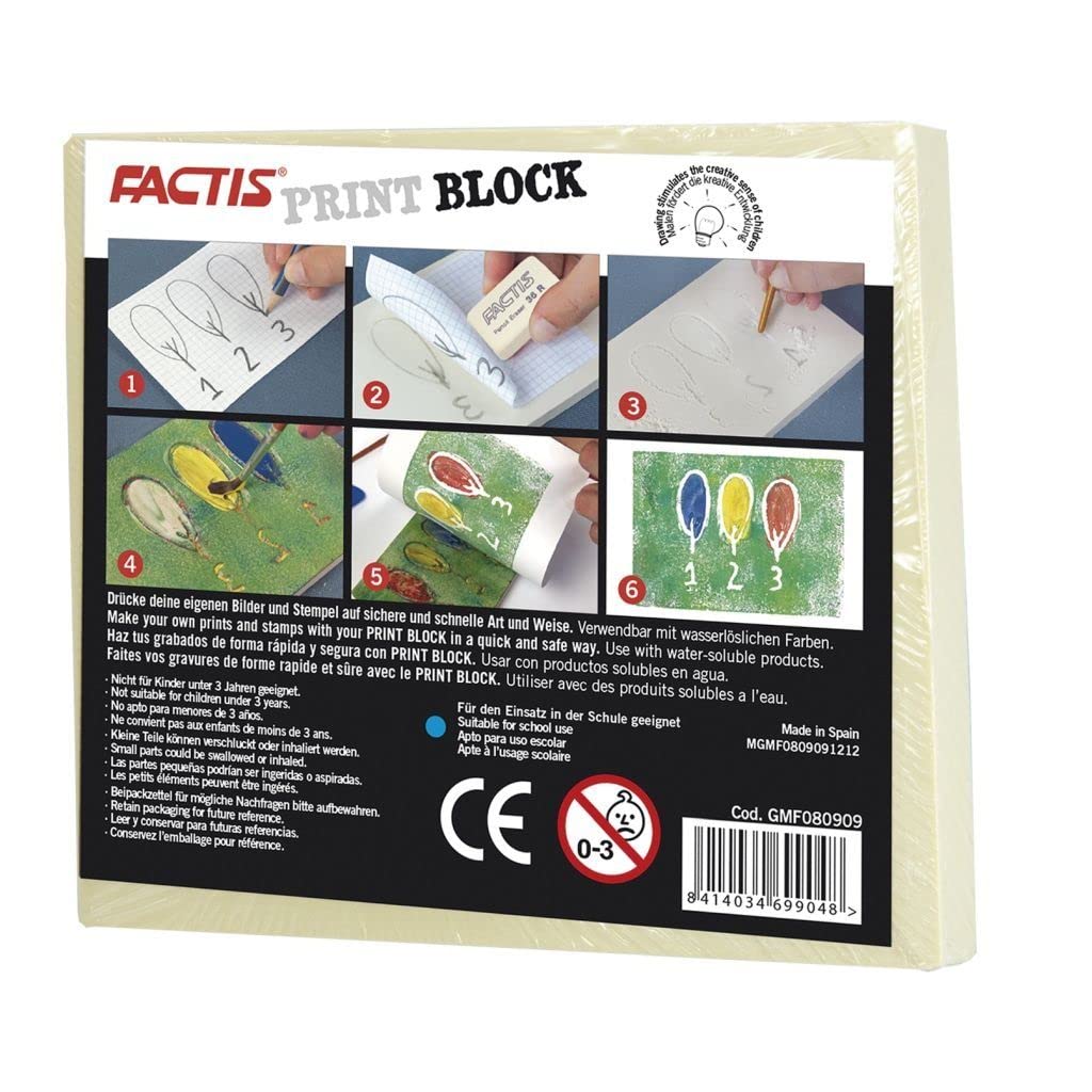 Factis Beige Carving Print Block - Synthetic Rubber Engraving Plate - Small (8 x 9 cm) Pack of 2 - Smooth, Low Resistance for Easy Engraving - Perfect for Relief Printing, Linocut & Carving Technique (B09Y3925DT) Amazon Price History, Amazon Price Tracker