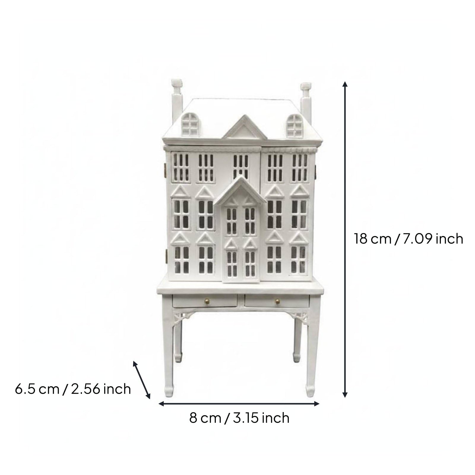 Miniatura Casa Delle Bambole Credenza Mobile Armadio Scaffale Silhouette Casa Dettagli Finestre E Tetto Adatto per Collezionisti E Arredo Interni Casa Bambole, Bianco
