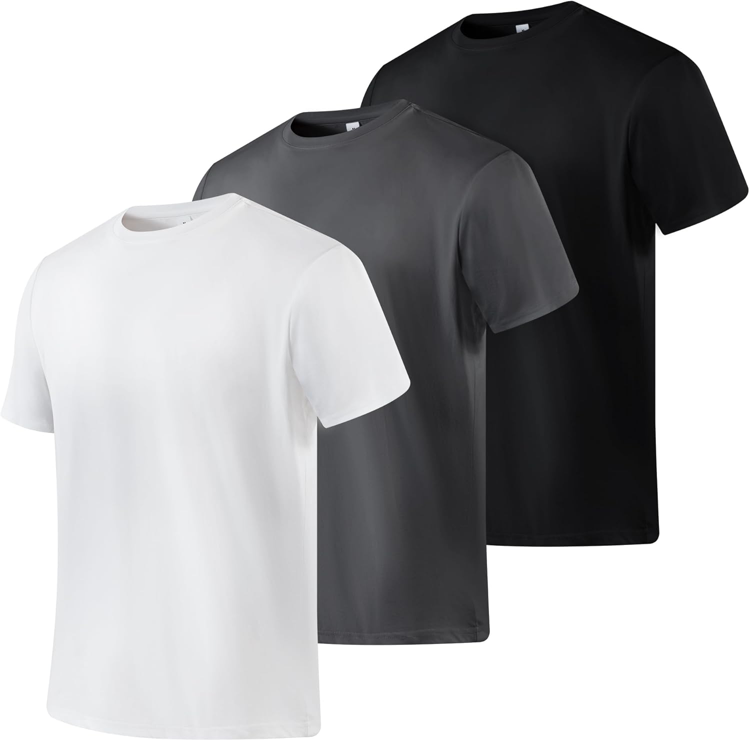 3 Pack Men's Quick Dry Short Sleeve Crew Neck T-Shirt Breathable Moisture-Wicking Fitness Sports Shirt