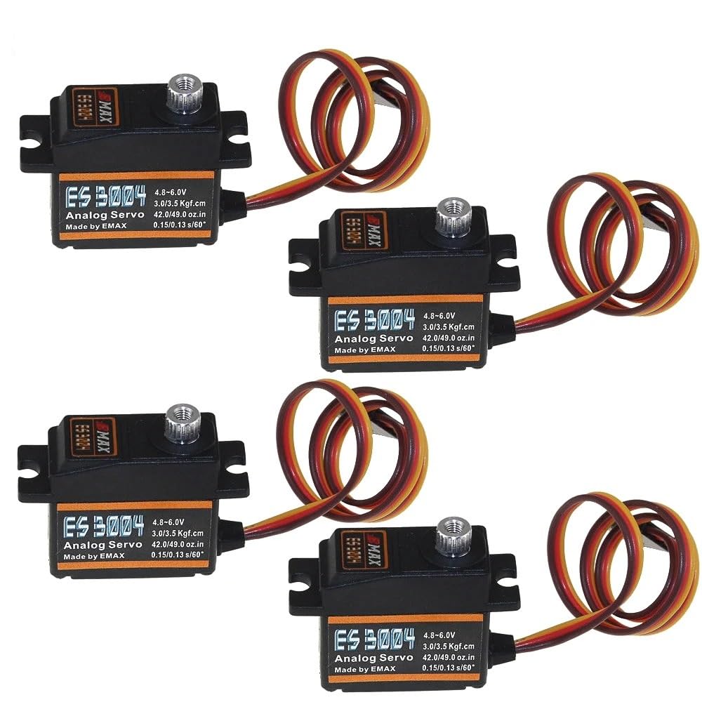 SPARKHOBBY ES3004 Metal Analógico Servo 20g Impermeable Servo con Engranajes para EMAX Servo para RC Coche Helicóptero Barco Avión Piezas Accesorios (ES3004 4 Piezas)